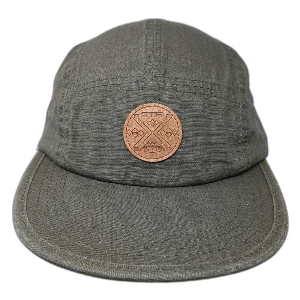 CTR 5 Panel Green Hat One Size Ripstop Adjustable Strapback Outdoor Logo Patch